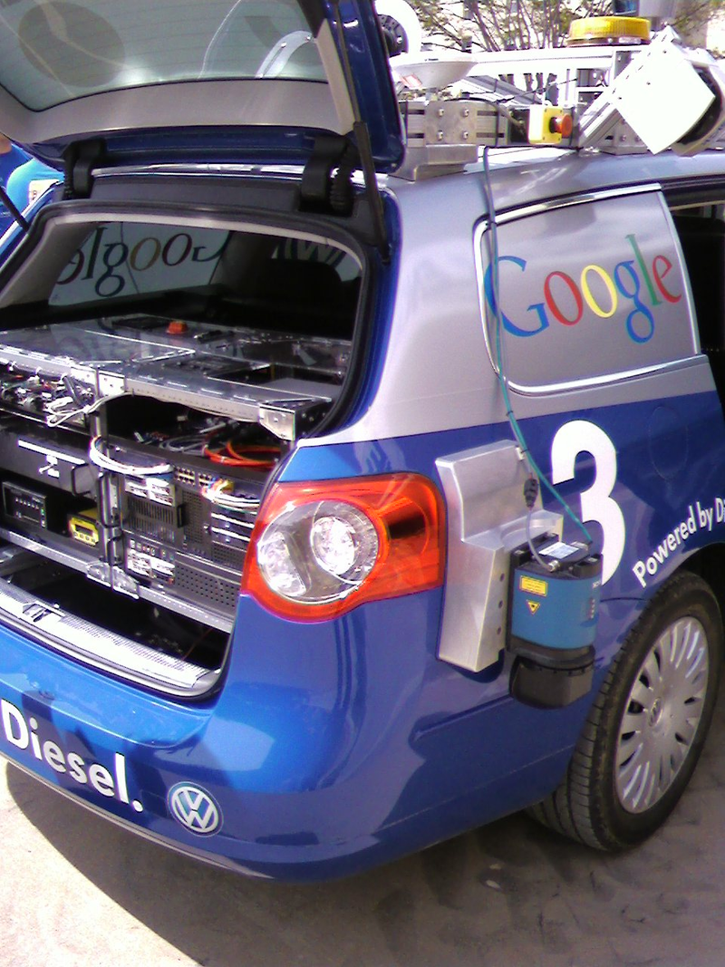 Illustration for article titled DARPA Urban Challenge Cars Invading Pentagon Parking Lot